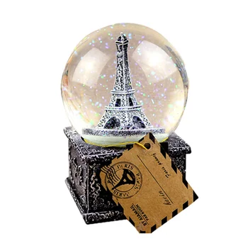 Globo De Neve Musicalcrystalbox Torre Eiffel Natal Do Floco De Neve De Paris A Água Led Vintage Aniversário Luzes Cantando Lanterna Do Ambiente De Trabalho