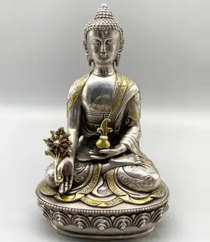 Archaize o Branco cobre do Buda da Medicina, artesanato estátua