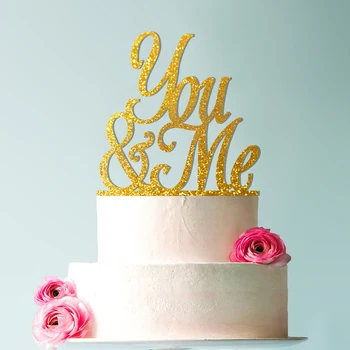 XY-Você Me Bolo de Casamento Topper, Script de Mim e de Você Cake Topper, Elegante Bolo de Casamento Topper