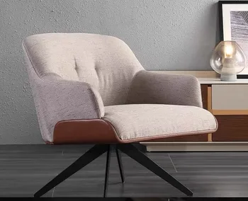 Italiano minimalista tecido cadeira de descanso, luz de luxo moderno, com apoios de braço, designer criativo de suporte de aço inoxidável sofá cadeira
