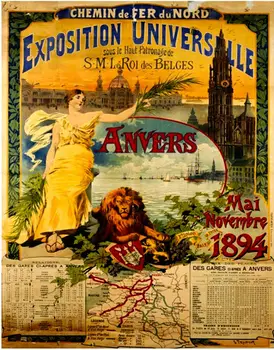 Exposição Universalle, Anvers (1894) de METAL ESTANHO SINAL CARTAZ de PAREDE PLACA