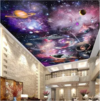 Personalizado com foto 3d teto murais papel de parede deslumbrante cósmica estrelas nave espacial casa de decoração de sala de estar papel de parede para parede 3 d