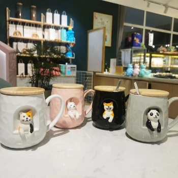 430 ML 3D Panda Caneca de Café Animal Bonito dos desenhos animados de Cerâmica Xícara (chá) de Natal, Presente de Aniversário para Meninos Meninas Crianças