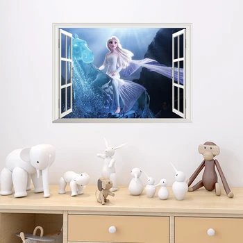 Novo Disney Congelados Elsa Princesa 50*70 cm Janela de Adesivos de Parede Para Quartos dos Miúdos de Decoração de Casa de Decalques de Parede dos desenhos animados Diy Pvc Arte Mural