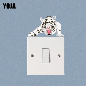 YOJA Feroz Tigre Branco Interruptor de Parede Autocolante de Decoração de Quarto Personalizado Colorido 14ss0003