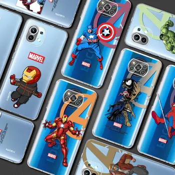 Marvel Avengers Um Caso Claro para Mi Poco X3 NFC 12 11 Lite 10T Pro SmartPhone de Luxo Capa M3 F1 11T 10 5G 12X 9T 11X Shell