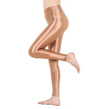Mulheres Metálicas Brilhantes Elástico, Leggings, Calças De Academia De Dança, Corrida, Ciclismo Puro Coolor Esportes Calças De Yoga