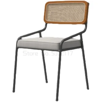 Nordic cadeira de jantar de volta a mesa de jantar cadeira retro ferro, cadeira do livro cadeira de mesa de estudo cadeira respirável cadeira de vime