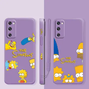 Real Líquido Telefone Case para Samsung Galaxy S22 S20 S21 FE S10 S9 S8 S7 Nota 20 Ultra 10 Casos Os Simpsons Strandlaken Família