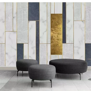 mural de papel de parede 3D papel de parede Personalizado Moderno, minimalista geométricas linhas de ouro em mosaico da TV na parede do fundo