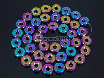 Natural de Hematita Pedras preciosas Pedras 10mm Rodada Donut Anel de Contas Não Metálica Magnética Multi-Coloridas Fazer a Jóia de 5 Fios/Pack