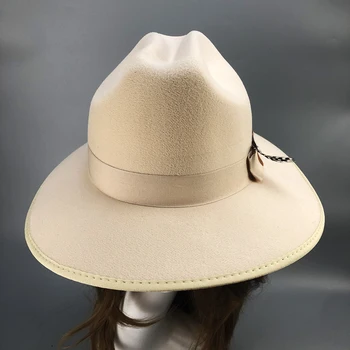 2022 Panamá Novo e Elegante Chapéu de Feltro com Pena laço de Fita para as Mulheres, 57 - 62 cm de Inverno, Outono