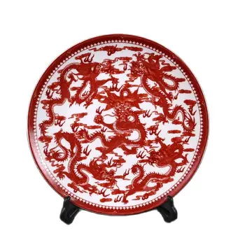Jingdezhen cerâmica em pó de cor padrão dragão apreciação placa home sala ornamentos