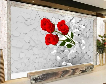 Beibehang papel de Parede Personalizado 3D Rose Pintura de Parede Casa com Decoração Viva do Quarto PLANO de Fundo mural de papel de parede para parede 3 d