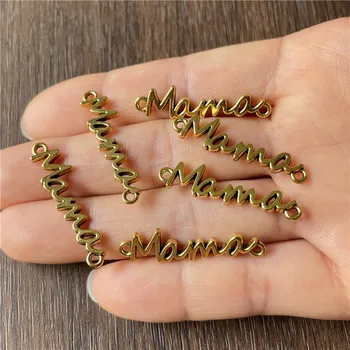 Ju Yuan 150pcs letra de mama anel duplo de metal do conector para fazer jóias DIY bracelete feito a mão colar de acessórios de material