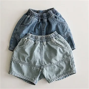 ins meninos e meninas de verão, roupas novas e simples neutro casual solta crianças shorts jeans