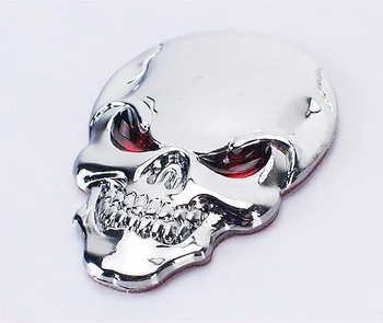 3D Metal de Moda Crânio etiqueta Autocolante para Auto Moto Logotipo Crânio Emblema Emblema do Estilo Adesivos de Carro Acessórios