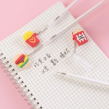 24 PCs Coreano Criativo Burger Pingente Canetas De Gel Conjunto Bonito Canetas Aluno Para O Exame Escrito De Assinatura Caneta Kawaii De Materiais Escolares