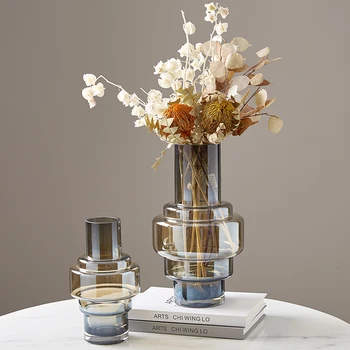Moderna Sala de estar Vidro Vaso de Flor Decoração de Luxo Minimalista de Grande calibre vaso de Flores de Ornamentos Corredor Decoração do Casamento