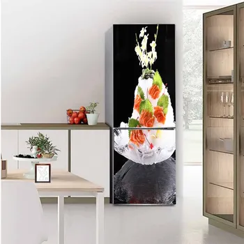 3D auto-adesivo de geladeira película aderente congelador adesivos de geladeira papel de parede de porta etiquetas sorvete de frutas adesivos de parede