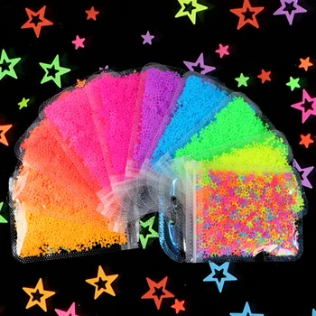 Fluorescência Colorido Ocos em Forma de Estrela de Unhas de Lantejoulas Glitter Nails Art Enfeites de Lantejoulas DIY Manicure Design Unhas Acessórios