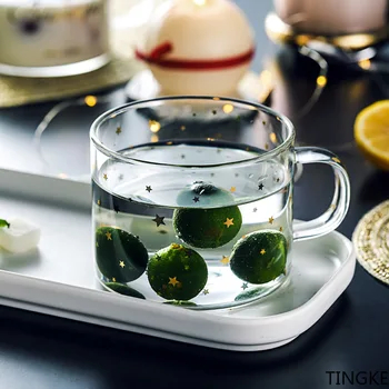 Simples coreano Copo de Vidro Copo de Água de Fruta Chá de Leite Frio Beber uma Caneca de 400ml Casa de Leite Copo de Presente Para os Amigos