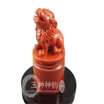 Chinesa de Fujian Shoushan escultura de pedra de pedra carimbo do selo leão Yuxi Yuxi bênção amuleto feng shui ornamentos
