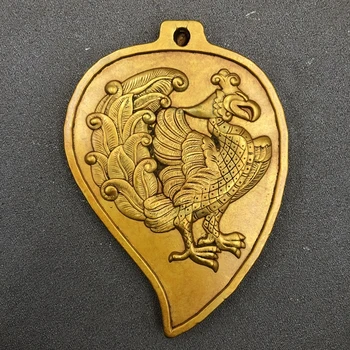 Bronze pavão token, da forma do Coração pingente, Excelente casa artesanato Enfeites