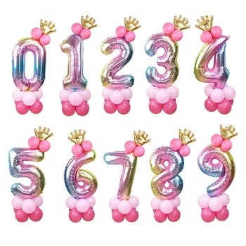 De 32 Polegadas número de Balão Conjunto de Gradação de Cor Preto Figura Folha de Alumínio Balões de Casamento, Festa de Aniversário, Decoração de Balões