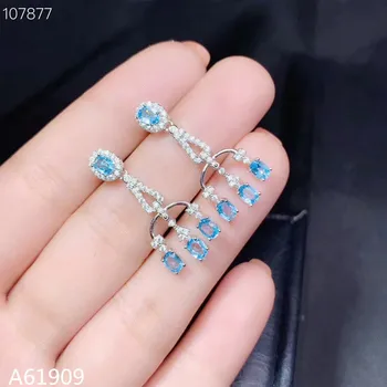 KJJEAXCMY Apoiar a detecção de 925 prata esterlina embutidos aquamarine natural do sexo feminino brincos de suporte de detecção de mini