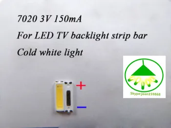 100pcs/monte 7020 3V 150MA SMD Contas Lâmpada Bulbo LED para TV de LED de luz de fundo Tira de Reparação
