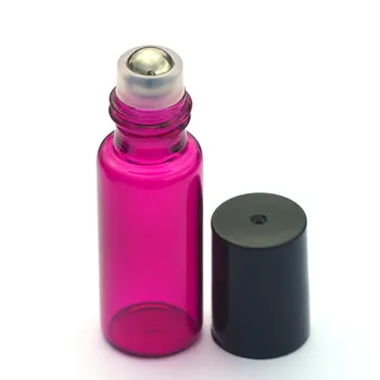 1pcs Quente 5ml do Perfume do Óleo Essencial de Rolo Vermelho da Rosa Garrafa de Vidro Reutilizável Vazio Roll-On Frasco