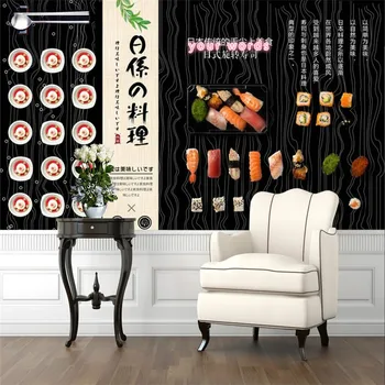 Cozinha Japonesa Com Fundo Preto, Pintura De Parede Restaurante De Sushi Industrial De Decoração De Papel De Parede Mural Personalizado Papel De Parede