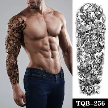 Impermeável da Etiqueta Temporária Tatuagem Sereia Crânio Inferno Braço Completo de Tamanho Grande Manga Tatoo Falso Tatto Flash Tatuagens para Homens Mulheres