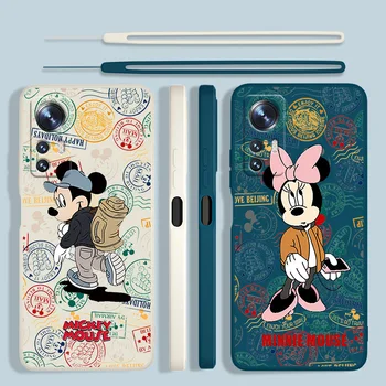 Minnie do Mickey de Bonito Caso De Telefone Xiaomi Mi 12X DE 12 11T 11i 11 10T 10i 10 Pro Lite Ultra Líquido Corda Funda Tampa Traseira