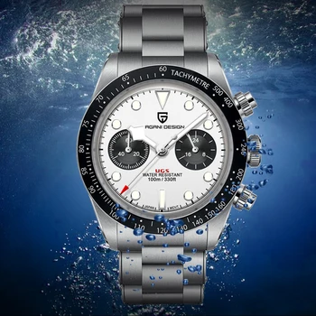 PAGANI DESIGN Golfo Novo Panda Discagem Quartzo Mens Esporte Relógio de Safira Luminosa Cronógrafo de Aço Inoxidável Seiko VK34 relógios para homens