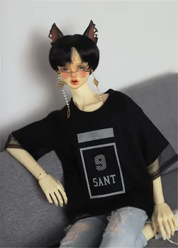 BJD roupas de malha com costura de camisas falso de duas peças impressas dupla-camada de T-shirt para 1/3 BJD SD17 SSDF boneca acessórios