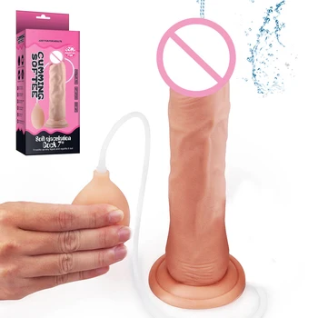 Spray de Água Realista Pênis Vibrador de Silicone Grande Pênis com Escroto Bola de Adultos Brinquedos Sexuais para as Mulheres Falso Pênis Ejaculação Dildos Grandes