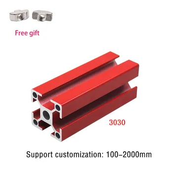 2pcs Vermelho 3030 perfil de alumínio Anodizado Extrusão de perfil de alumínio Frame100mm-1200mm Linear de Trilho CNC Impressora 3D de Câmera Deslizante
