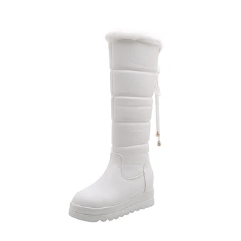 Novo 2019 manter aquecido botas de neve, as mulheres formam a plataforma de peles coxa alta sobre o joelho botas de pelúcia senhoras botas de inverno quente