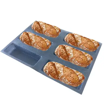 Bluedrop de silicone retângulo de pão de forma de forma quadrada, inglês pão molde de fibra de vidro perfurado assadeira 17cm 6 pães