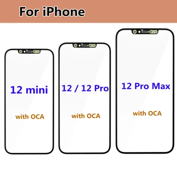 Top de Qualidade Para o iphone 12 Pro Max Tela de Toque do Painel Frontal Exterior LCD Vidro OCA de Cola Para o iphone 12 Mini Painel de Vidro