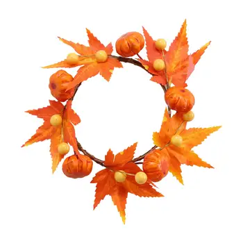 Halloween Vela Anel de Grinaldas Elegante Simplicidade e Dobrável Colorida Artificial Maple Leaf Vela Anel para Lareira de Parede Janela