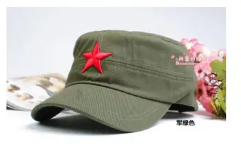 50pcs/monte fedex rápido Chinês de Estilo Militar Chapéus de mulher homem casual estrelas, algodão, chapéu militar
