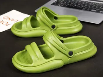 Chinelos Homens Verão O Novo Soft Inferior Flip-Flops Casais De Casa Dual-Use Sandálias De Praia
