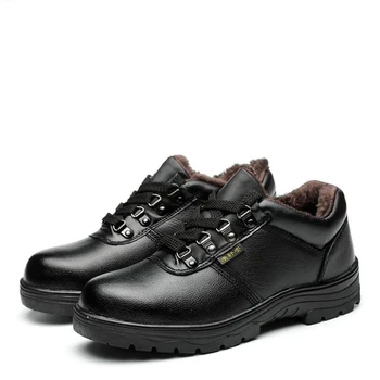 De aço do Dedo do pé de Segurança do Trabalho de Arranque Homem Quente Luxuoso Botas de Inverno Anti-punctura Homens Sapatos de Segurança Homens Inverno Botas de Tornozelo de Segurança Sapatos Masculinos
