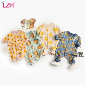LZH 2021spring Mangas compridas Recém-nascido de Romper do Bebê Roupa de Animais Printting Meninos do Bebê Body Bonito Infantil Meninas Romper 0-3 Anos