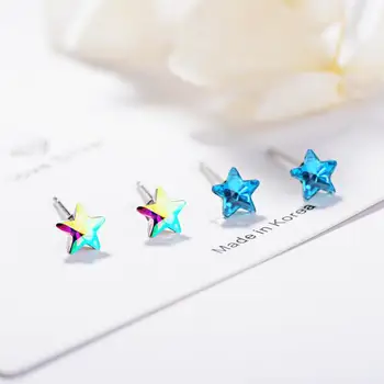 De novo Doce Azul Cristal Colorido Estrelas Brincos Para Mulheres de Tendência Criativa Festa de Presente de Jóias Acessórios SAE352
