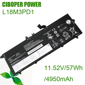 CP Bateria do Laptop L18M3PD1 11.52 V/57Wh/4950mAh Para T490s T495S T14S L18L3PD1 L18M3PD2 L18C3PD2 02DL013 02DL014 02DL015 02DL016