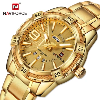 Marca de topo NAVIFORCE Relógios de Homens Militar do Esporte Relógio de Quartzo de Aço Inoxidável Impermeáveis Luxo Relógio de Pulso Masculino Relógio Masculino
